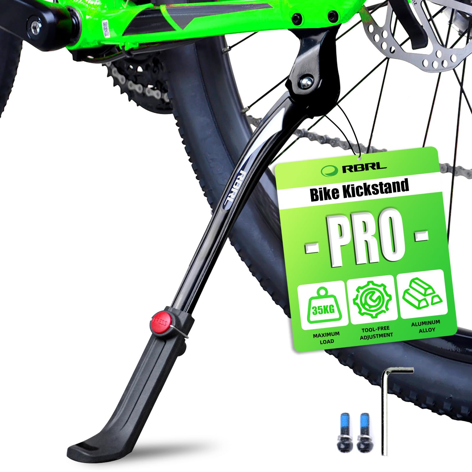 New Bike Stand Hole Pitch 40mm, Aluminum Alloy Bike Kickstand, Adjustable Rear Side Bicycle Stand for 24" - 29" Mountain Bike/Road Bike/MTB
