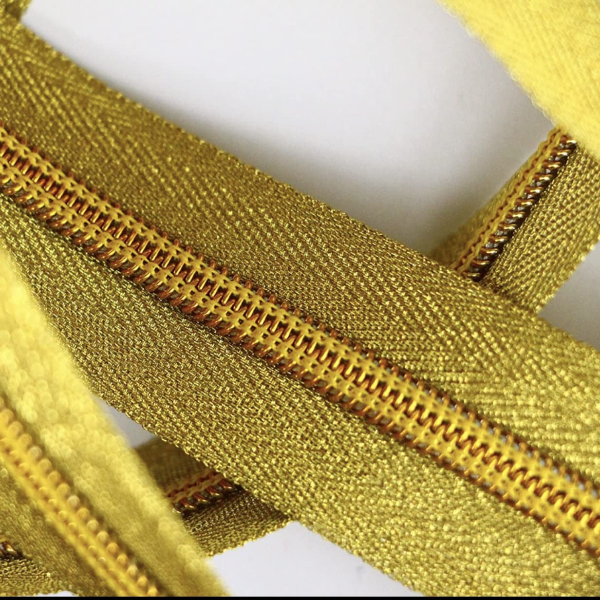 Roll 25 Meter Sparkly Zipper Continuous 5#, Golden Zipper, with 25 Sliders Metal Sewing Sliders, for Craft Bags, Tent, (999, 25m) - Image 3
