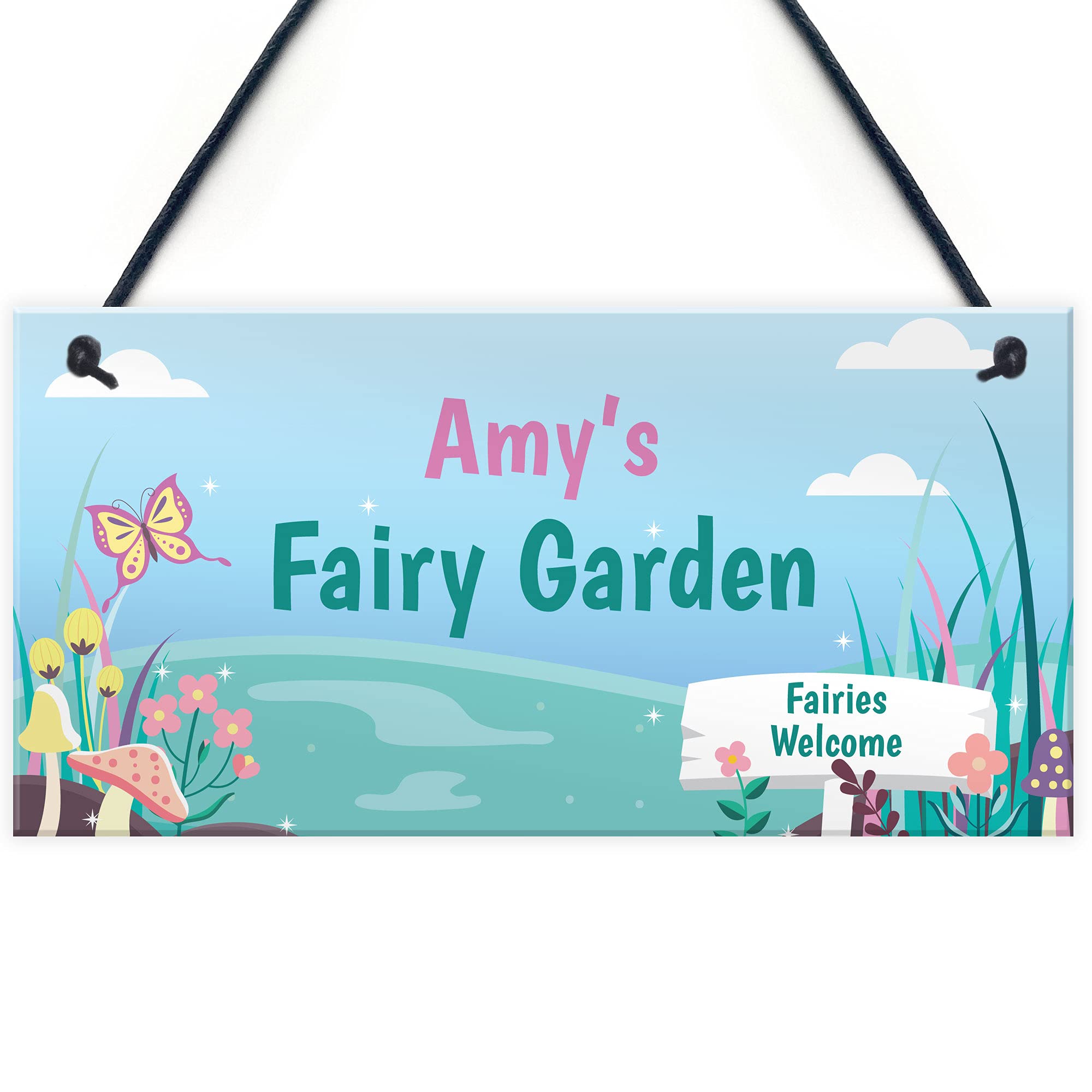 Fairy Garden Sign PERSONALISED Summerhouse Shed Plaque Daughter Gift