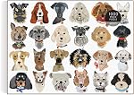 Galison Paper Dogs 1000 Piece Puzzle - 1000 Piece Jigsaw Puzzle for Adults, 24 Hand Cut Dog Portraits, Thick and Sturdy Pieces, Perfect for Puzzle and Dog Lovers