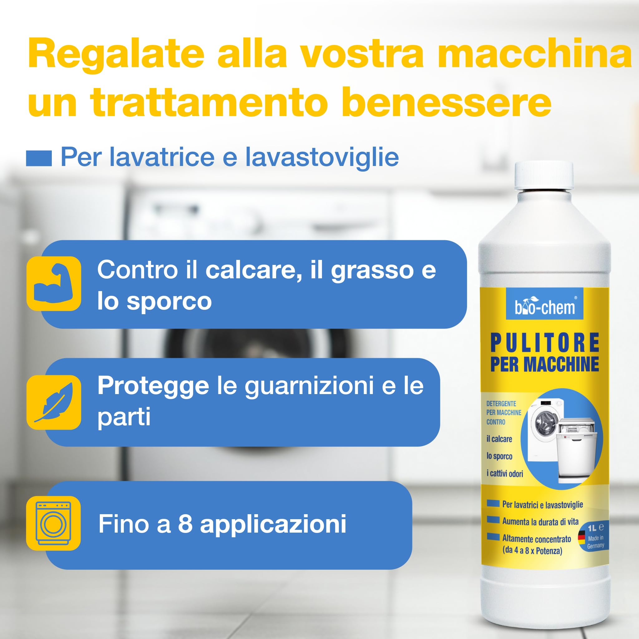 bio-chem Detergente per lavatrici e lavastoviglie 6L | Trattamento completo per lavatrice e lavastoviglie – igiene ottimale, senza coloranti, compatibile con tutti i materiali