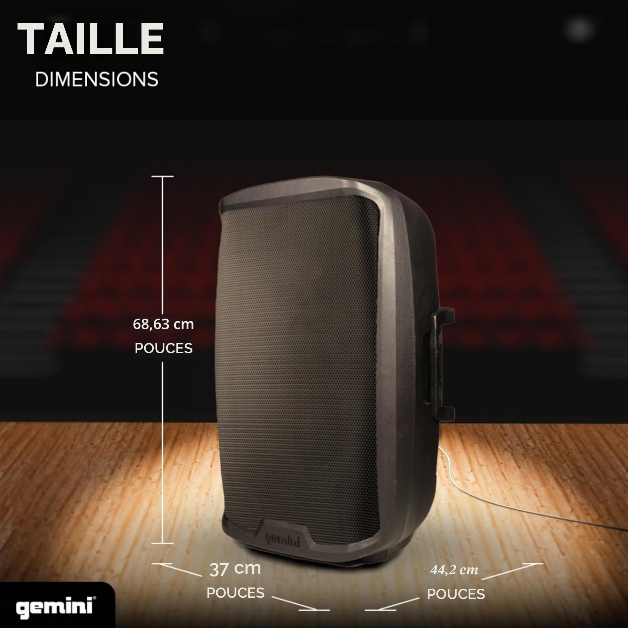 Gemini Sound Sound AS-2115BT-PK Party Bluetooth 15 Woofer 2000W Système Actif PA DJ Bluetooth Haut-parleurs avec Support de Haut-parleur, Microphone / Carte SD USB, entrées XLR avec poignées, TWS