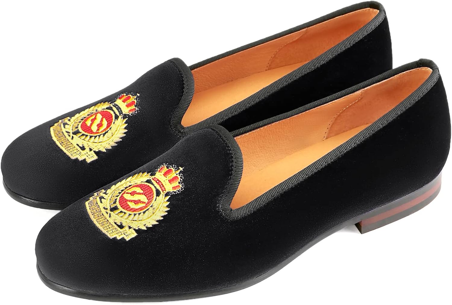 Journey West Men's Velvet Loafers Embroidery Slip-On Loafers Tuxedo Dress Shoes Smoking Slippers for Men - Image 2