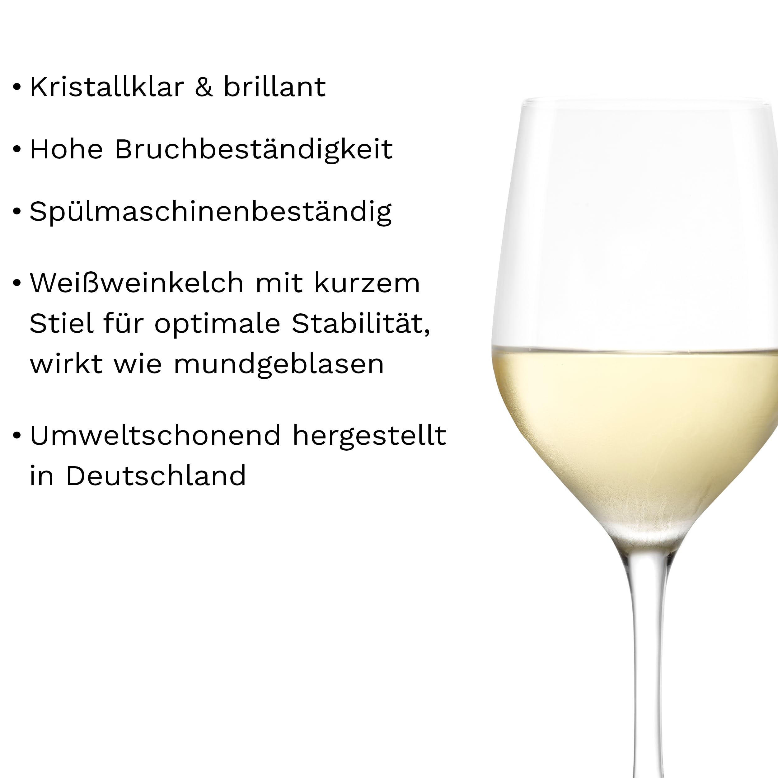 Stölzle Lausitz Weißweingläser Ultra 6er-Set 305 ml – Weingläser ideal für leichte Weißweine & Rotweine – Edler Weißweinkelch mit kurzem Stiel – Spülmaschinengeeignet & Stoßfest, Made in Germany