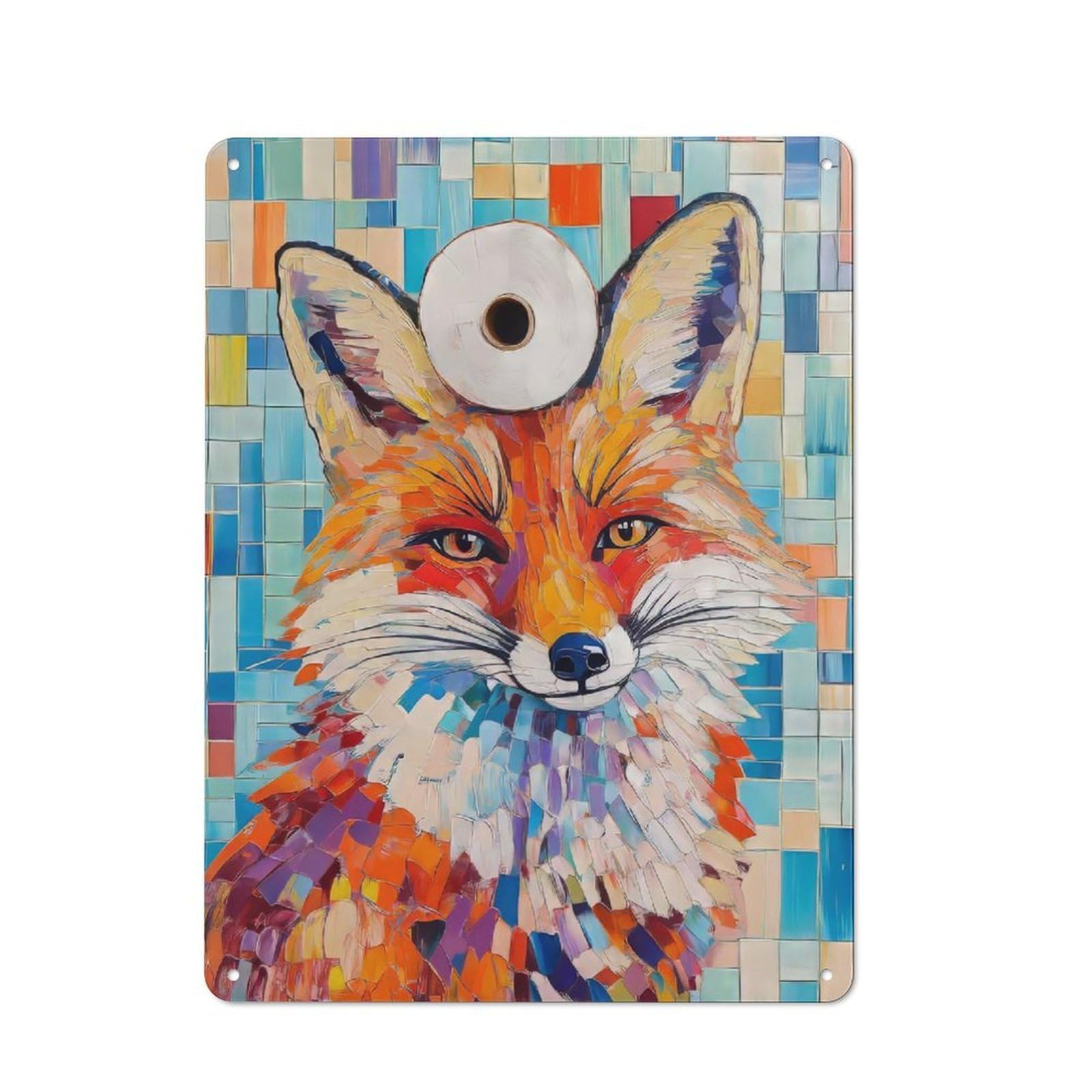 Junmoney Fox With Toilet Paper Rustic Metal Sign 40X30cm For Kitchen Or Home Bar, Gift For Kitchen Decor Lovers During The Christmas Season