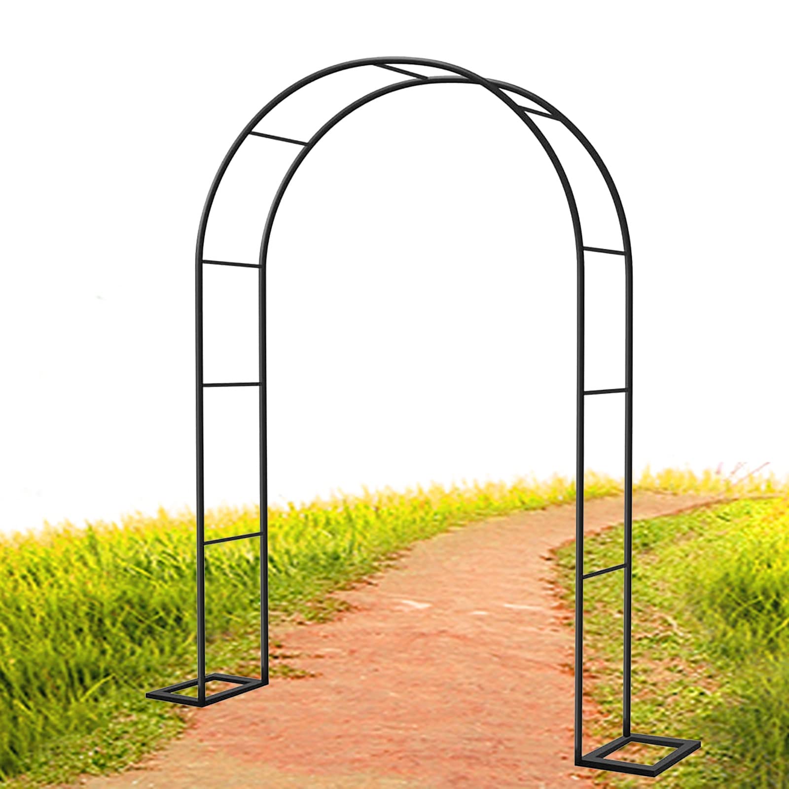 Arco per rose in metallo nero per piante rampicanti, resistente, arco per giardino e matrimoni all'aperto, disponibile in 120 misure da 350 cm, perfetto per esposizioni floreali e decorazioni.