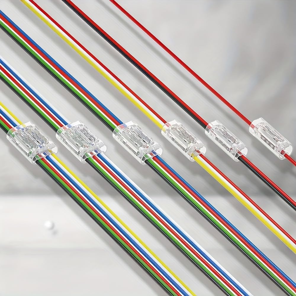 Connettore per cavi a 4 poli – 10 pezzi, attacco senza attrezzi per cavi di controllo 22–20AWG, adatto per sistemi LED RGB e derivazioni elettriche