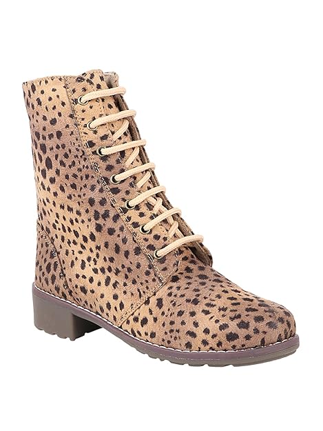 Shoetopia Girls Leopard Print Heeled Boots (WB-0091