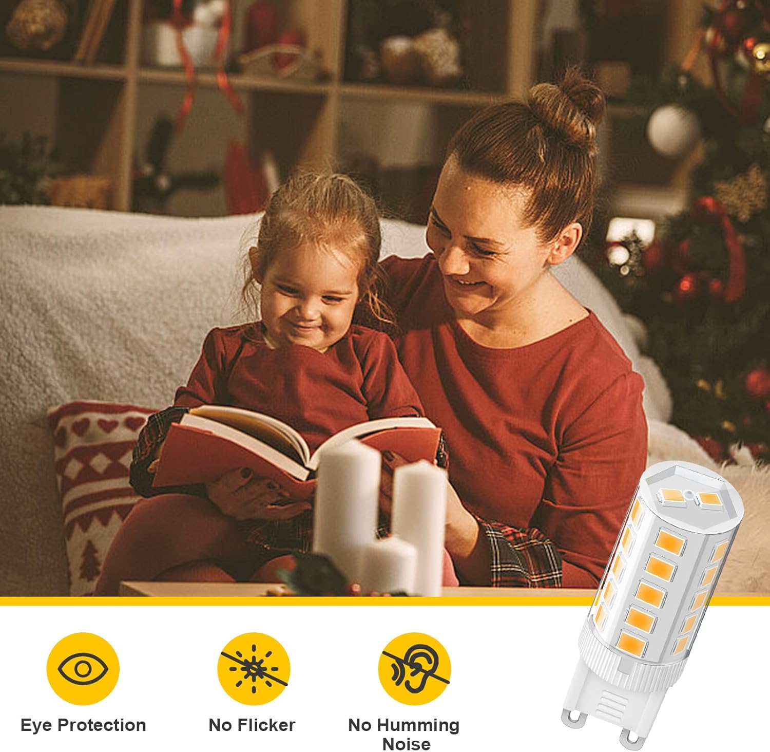 G9 LED Bulb Warm White 3W, 3000K Non-Dimmable, 30 Watt T4 G9 Halogen Equivalent, 120V No-Flicker, Chandelier Lighting 400LM
