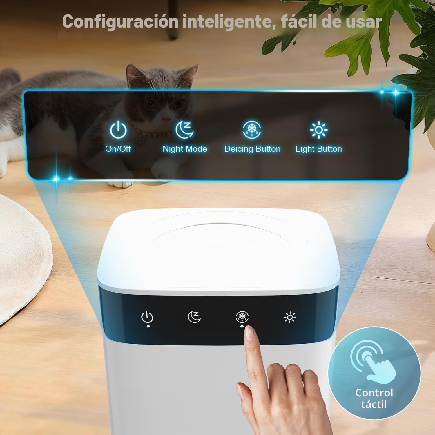 Deshumidificador Eléctrico 2.6L, Silencioso para Hogar, Sótano, Baño y Dormitorio hasta 32 m², con Luz RGB, Apagado Automático y Modo Noche, Bajo Consumo