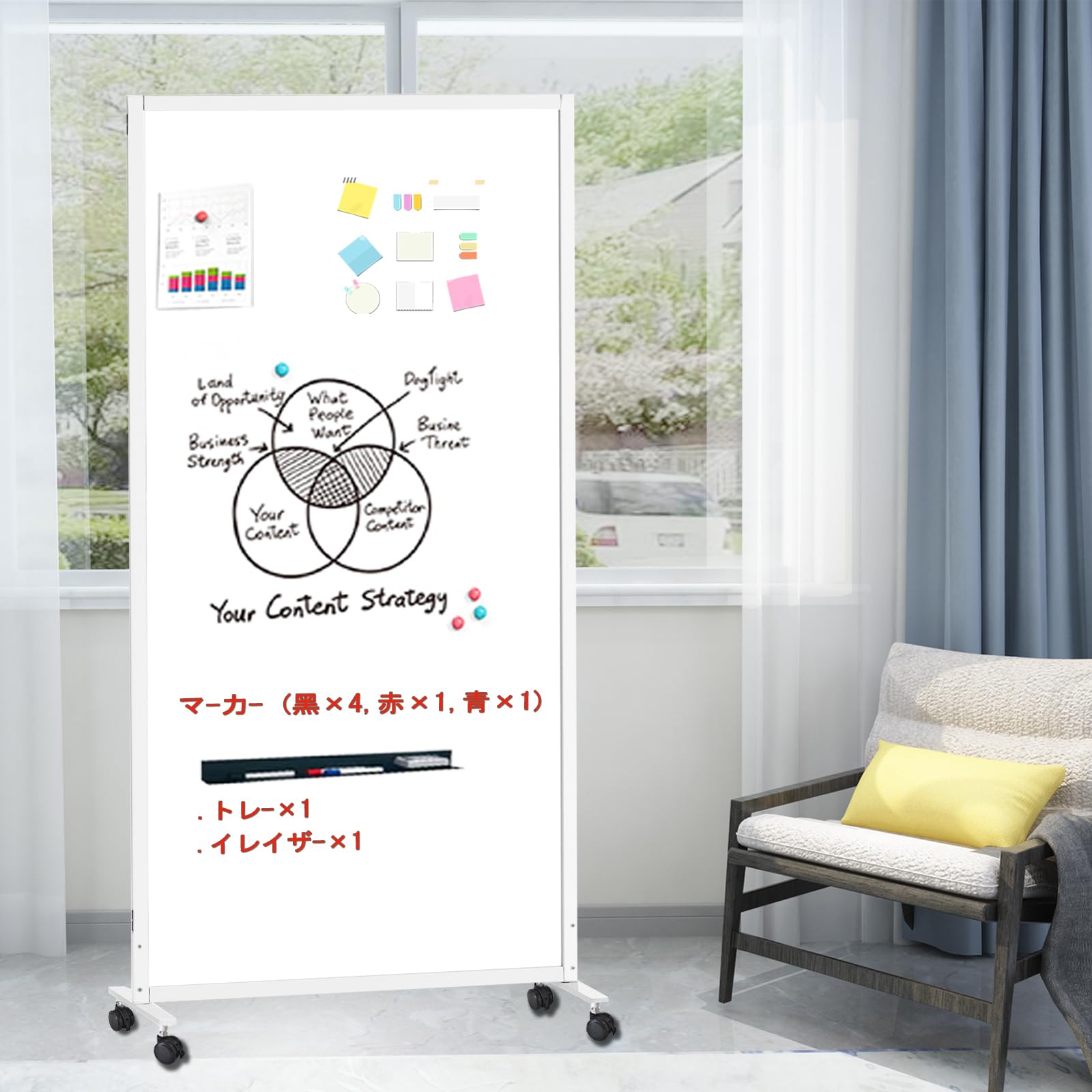 Amazon.co.jp: BIBOC縦型ホワイトボード脚付き パーティション・衝立90