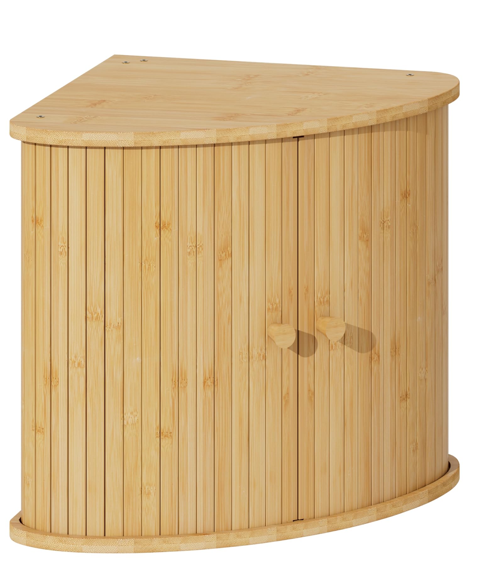 Photo 1 of ***MISSING HARDWARE -SELLING AS IS*** Vriccc Corner Bread Box for Kitchen Countertop, Solid Bamboo Wood Bread Box, Two Layer Wooden Bread Storage Capacity