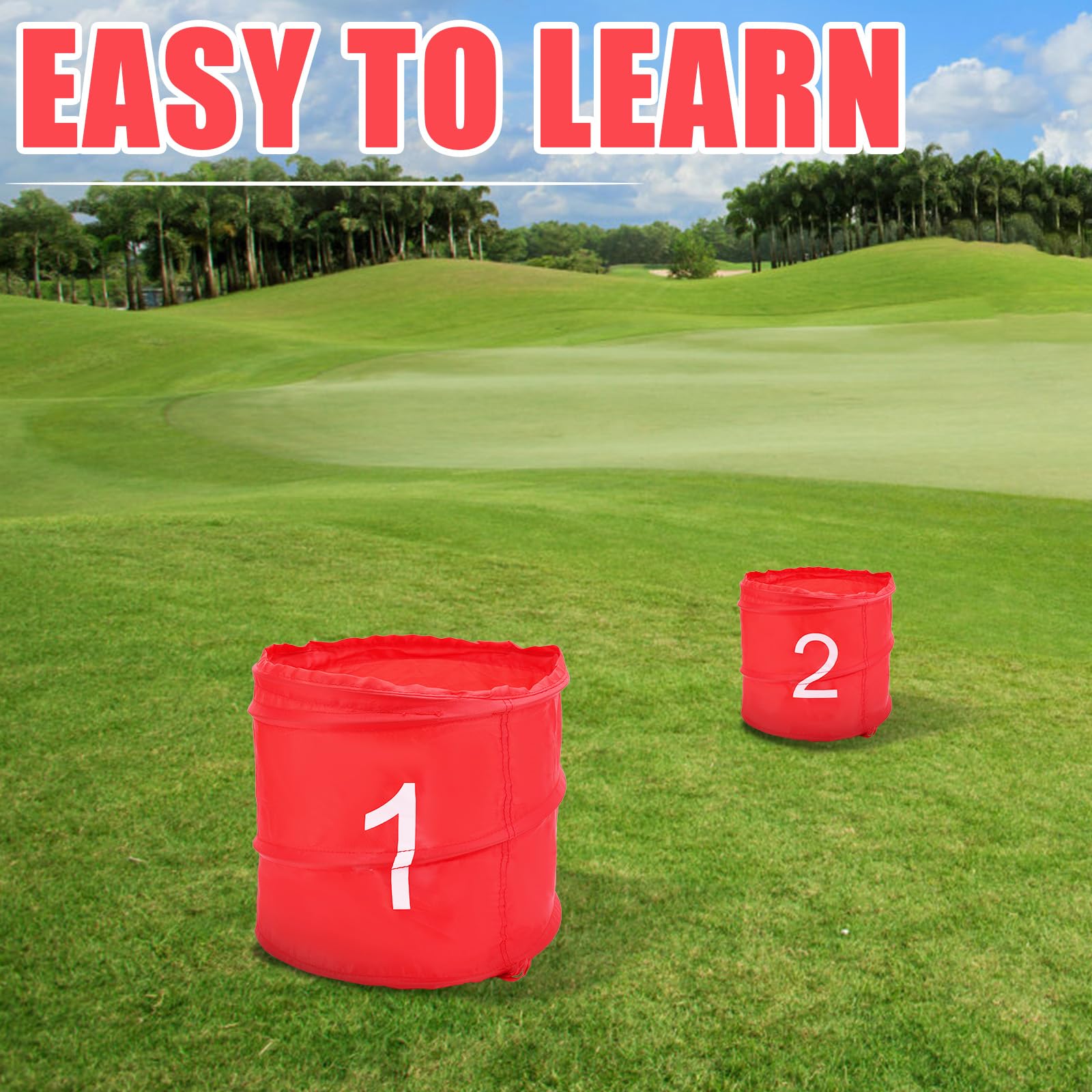 lasuroa Set da Gioco da Golf con Secchiello a 3 Buche, Giochi Golf Giardino Pratica Intrattenimento Interazione Genitori-Figli per Adulti e Bambini Prato Spiaggia Cortile Campeggio