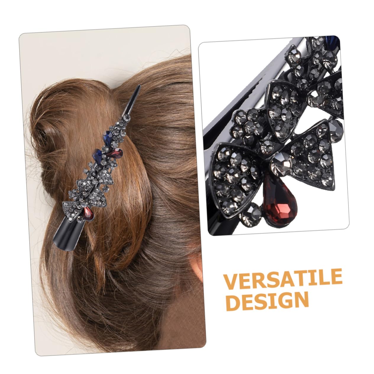 Beavorty 6 Piezas Clip de de pato de cristal Horquilla moda pinzas para el pelo de cocodrilo pinzas para el cabello con purpurina pinzas de cocodrilo para cabello Metal