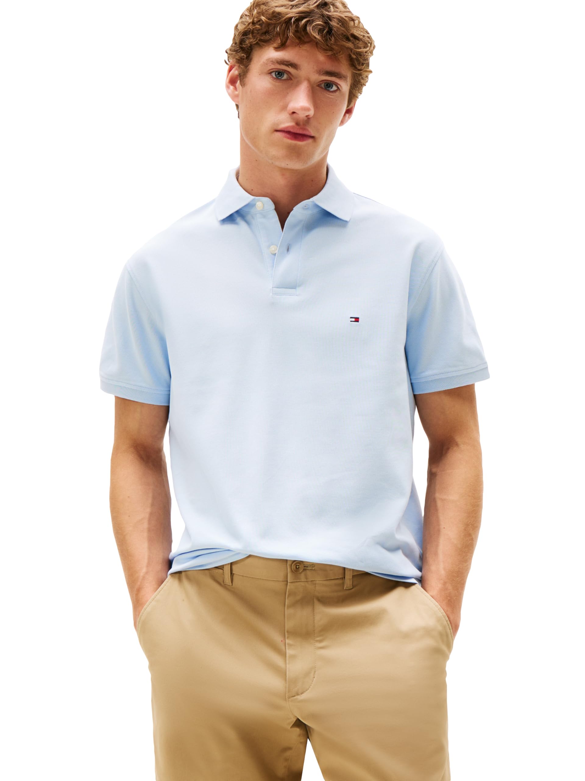 Tommy Hilfiger Men's Short Sleeve Polo Shirts in Classic Fit with Stretch and Organic Pique Cotton