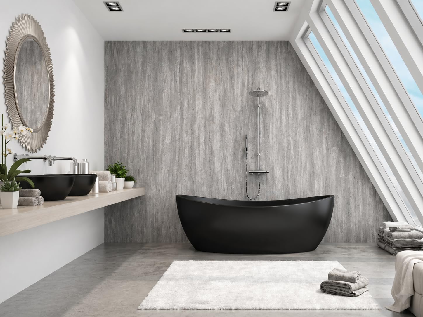 Shower Panel 1000mm Wide x 2.4m Wet Wall Bathroom Cladding PVC 10mm Thick (Mist Grey Matt 1m)