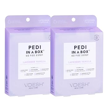 VOESH Pedi in a Box O2 Fizz, Detoxifying Spa Pedicure, DIY Pedi, At-Home Pedi, Pedi in a Box, Spa Foot Treatment, Vegan Beauty, Foot Detox, Pedicure Prep 2 Pack Lavender Vanilla