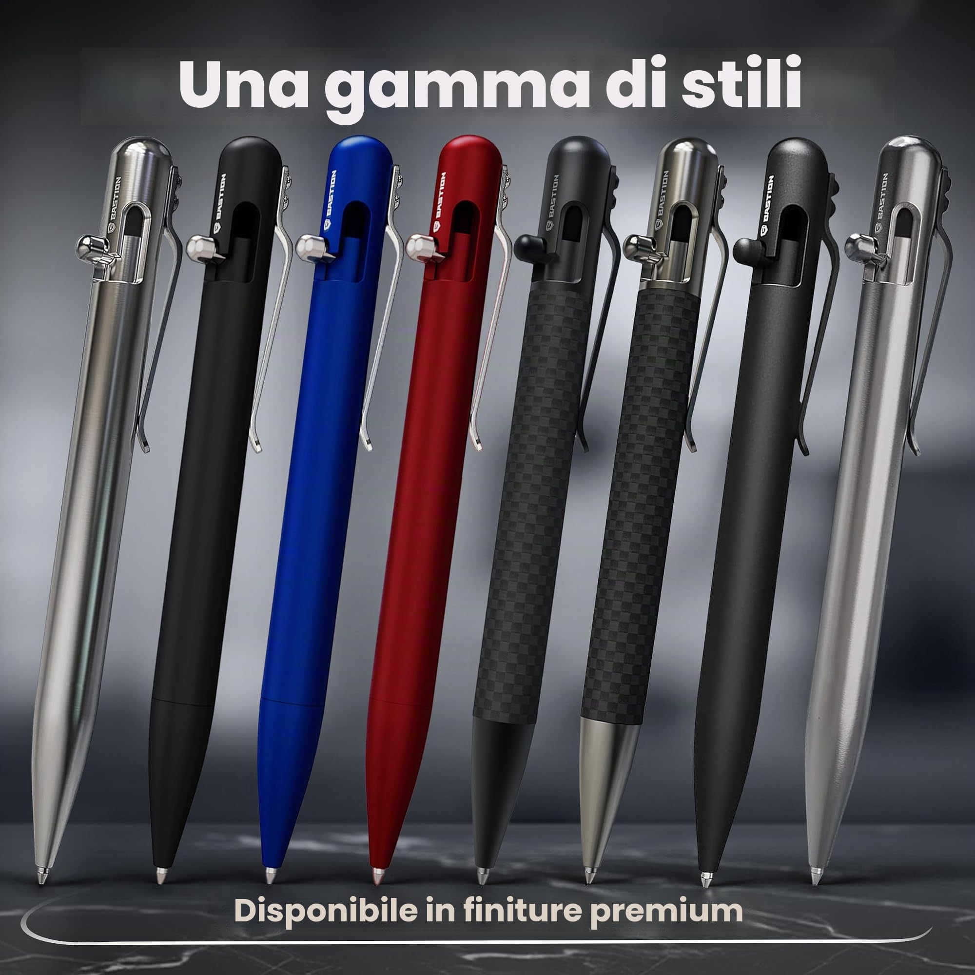 BASTION Penna leggera in alluminio (blu) Bolt Action | Inchiostro ricaricabile retrattile per ufficio penna regalo novità | Colore Metallo Luce