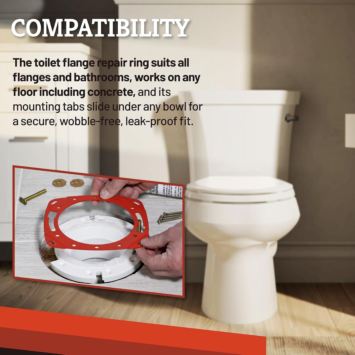 2-Pack Generic Universal Flange Repair Ring Fits Oatey for Any Floor Type | Toilet Flange Repair Kit for Broken or Cracked Mounting Flanges, Secure Seal, Compatible with Oatey 42775
