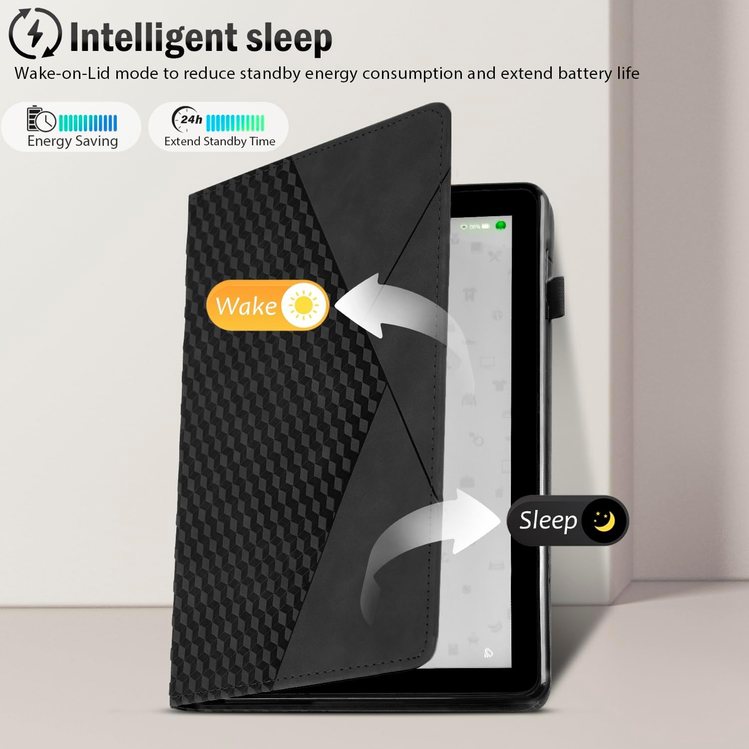 Premium Leather Folio Case for DM 10 Tablets (13th/11th Gen, 2025/2023/2021) - Auto Wake/Sleep, Multi-Angle Stand, Card Slots & Military-Grade Protection(Black)