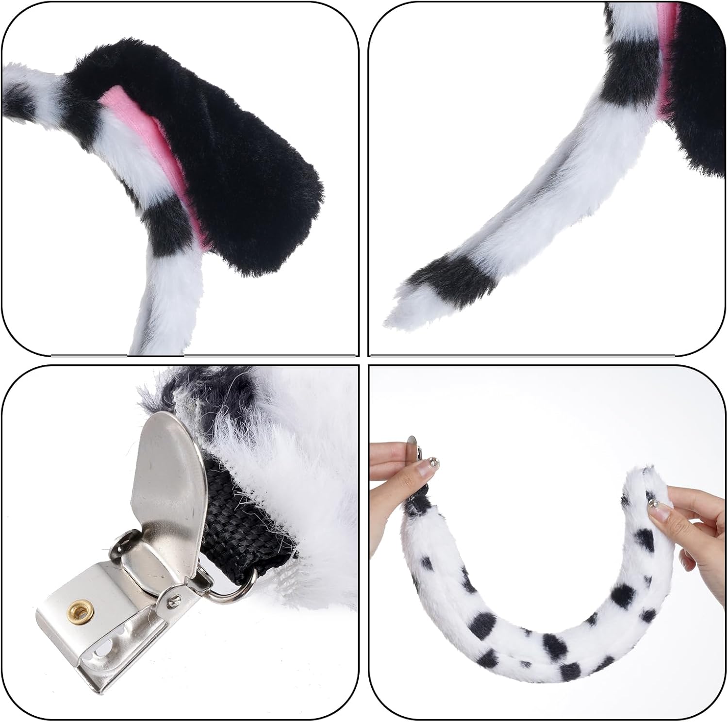 Halloween Dalmatian Costume Set Puppy Dog Ear Headband and Tail Velvet Choker Stickers for 100 Days of School Dress Up - Image 4