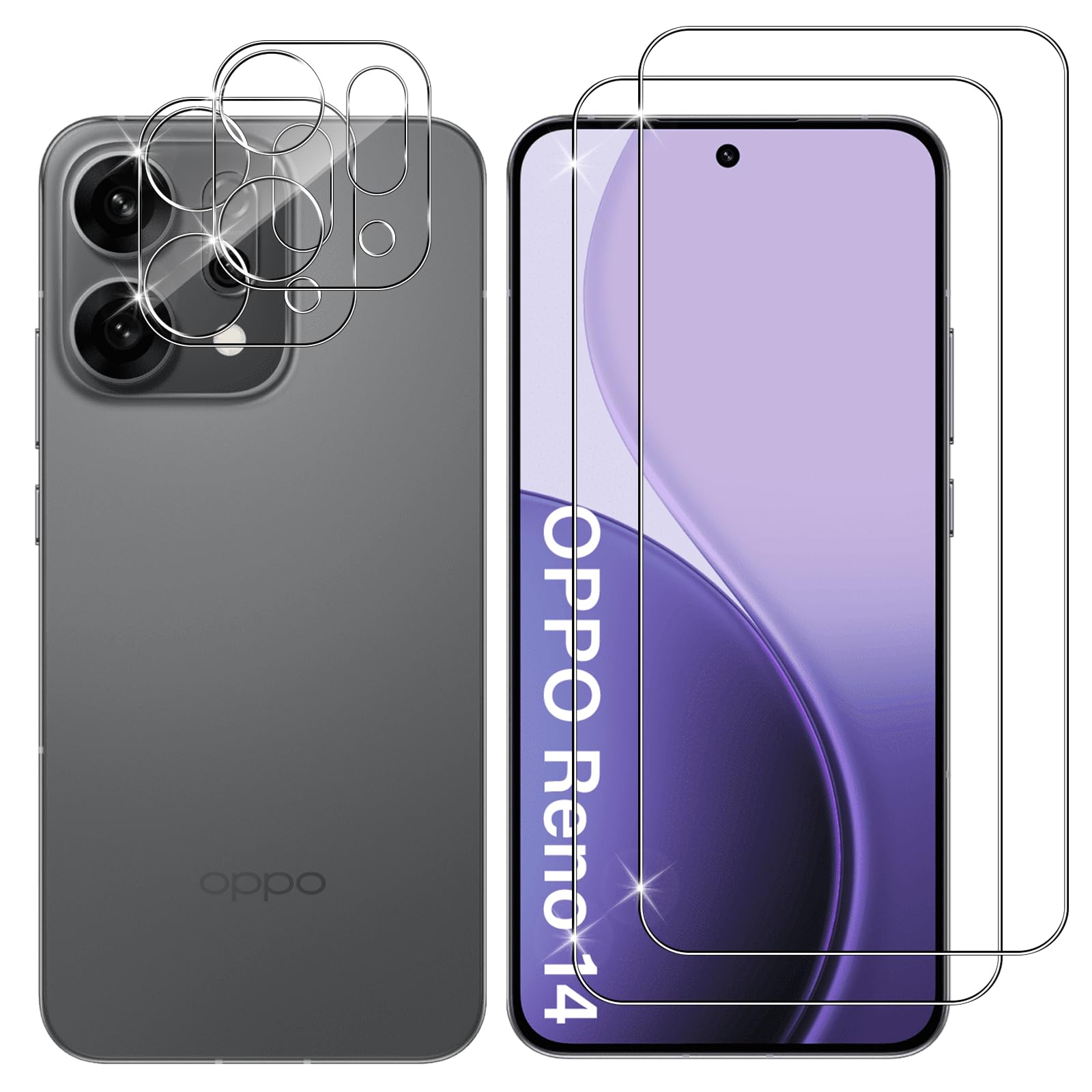 3 Pezzi Pellicola Protettiva In Vetro Temperato Per Oppo Reno 4Z 5G - Durezza 9H, 2.5D, Antigraffio, Trasparente, Facile Installazione