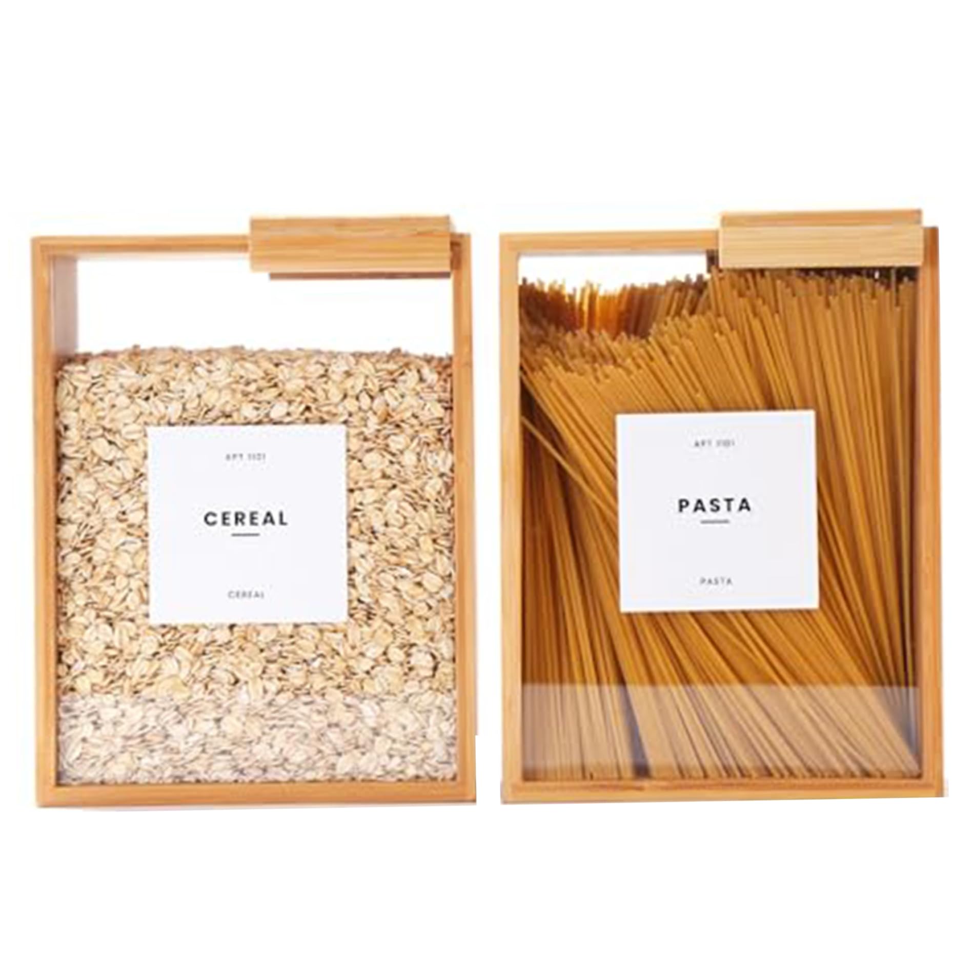 Distributore di Alimenti, 2% organizzatori di Cucina e deposito, contenitori Alimentari di bambù e distributori di Cereali con coperchi Rimovibili per Kicthen/9.1x6.8x3, 2 Pollici