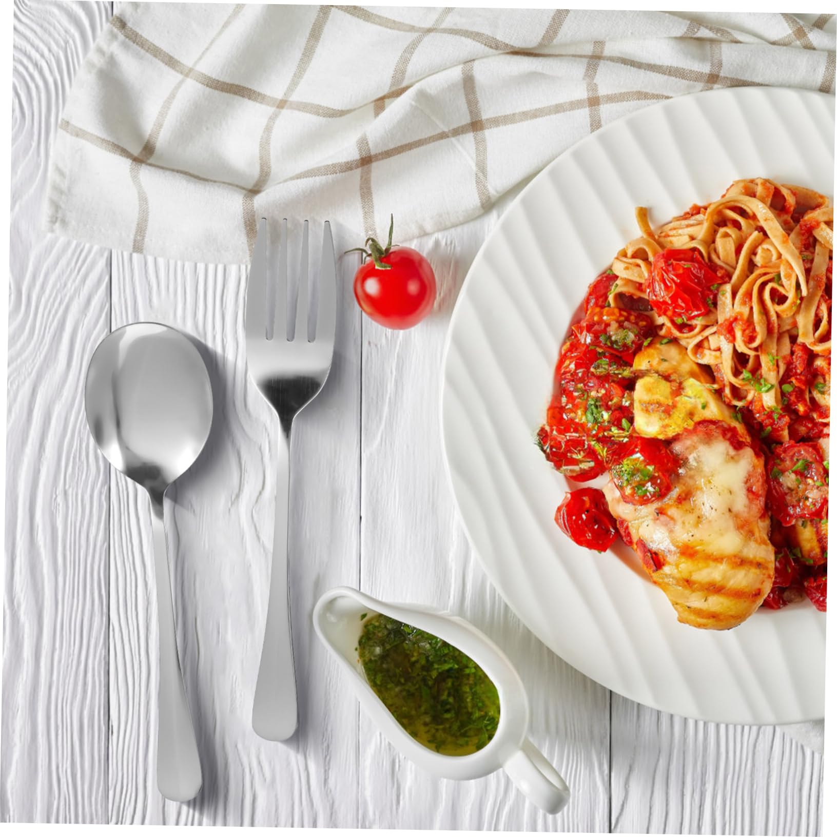 TOPBATHY Utensili da Cucina in Acciaio Inossidabile Cucchiaio da Servire Pinze Forchetta da Buffet di Posate per Insalata Catering Festa Cena Picnic Campeggio Tavolo