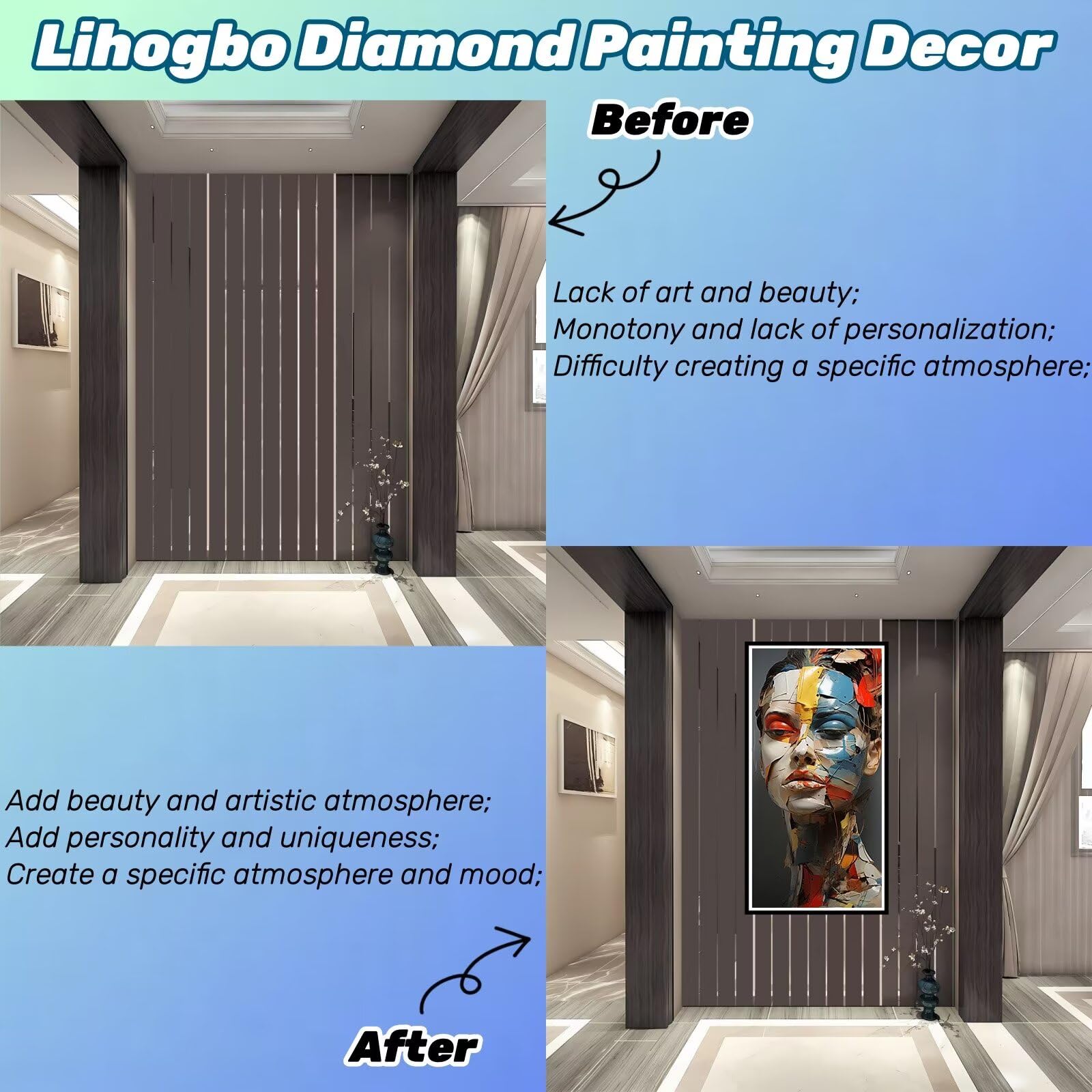 Lihogbo 5D DIY Diamond Painting Kit - Tartaruga Marina 25x50cm, Tela HD Con Adesivo, Perline In Resina, Strass Per Adulti E Bambini, Decorazione Casa Fai Da Te