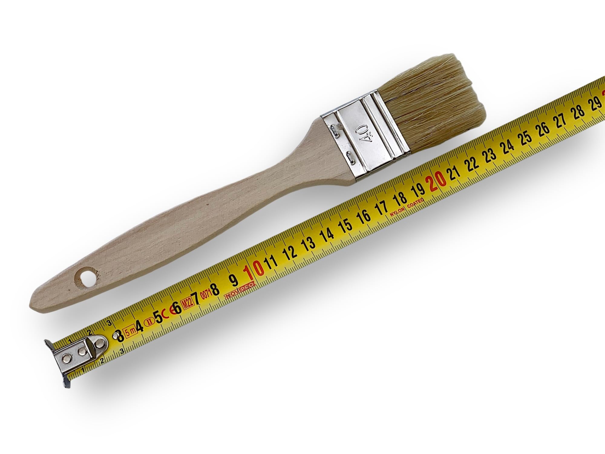 Lote de 50 pinceles de cola de bacalao 40 mm | seda blanca natural | mango madera en bruto | pinceles planos multisoporte, pintura en aceite, acrílico, barnizado, barnizado, pegamento | Kibros 320
