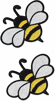 Bee Iron On Patch Insect Nature Wildlife Applique for Jackets, Bags, Hats, Jeans and Crafts 2 pcs