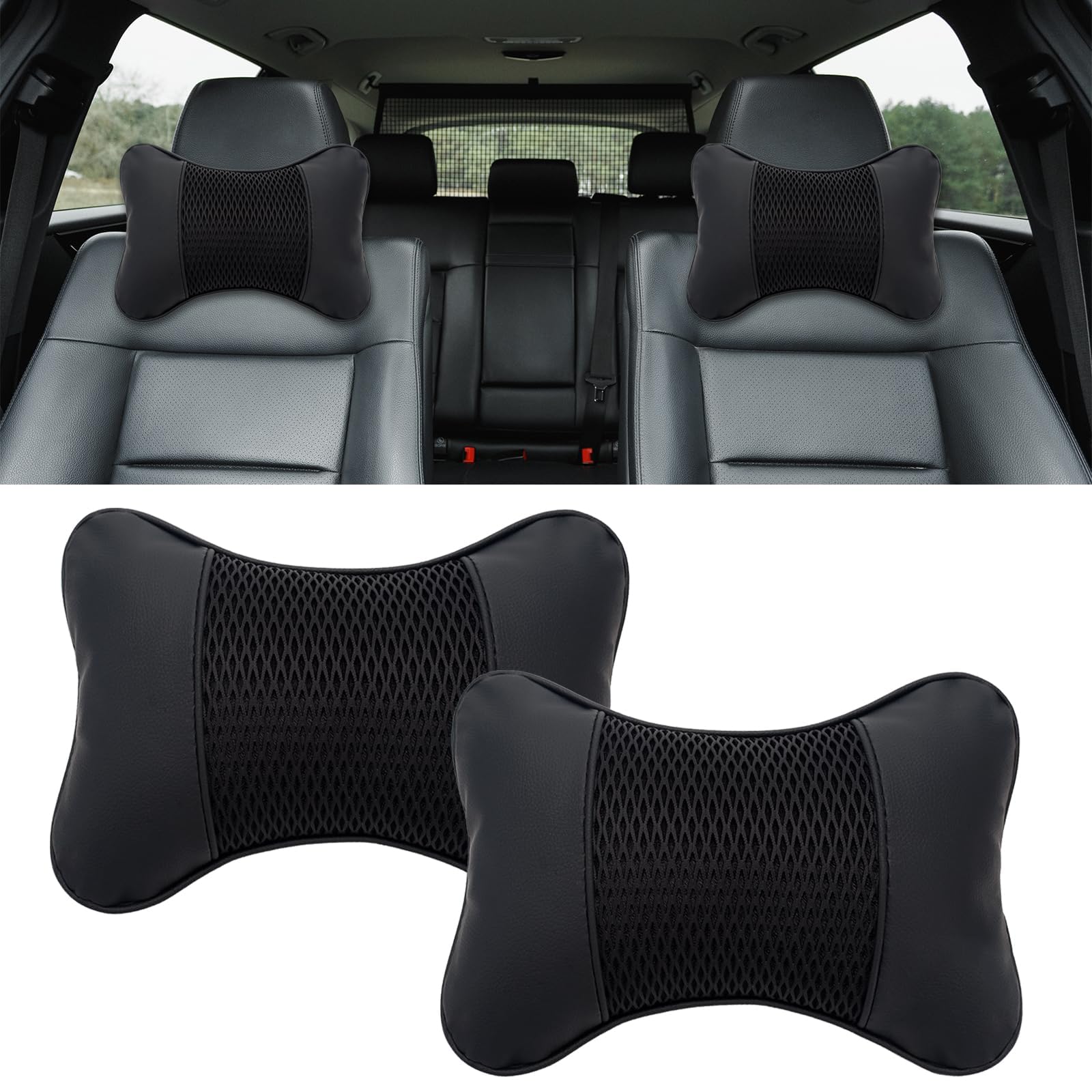 Tryagat 2 Pcs Car Seat Headrest Pillow Neck Support Cushion for Smart 451 Brabus Smart 453
