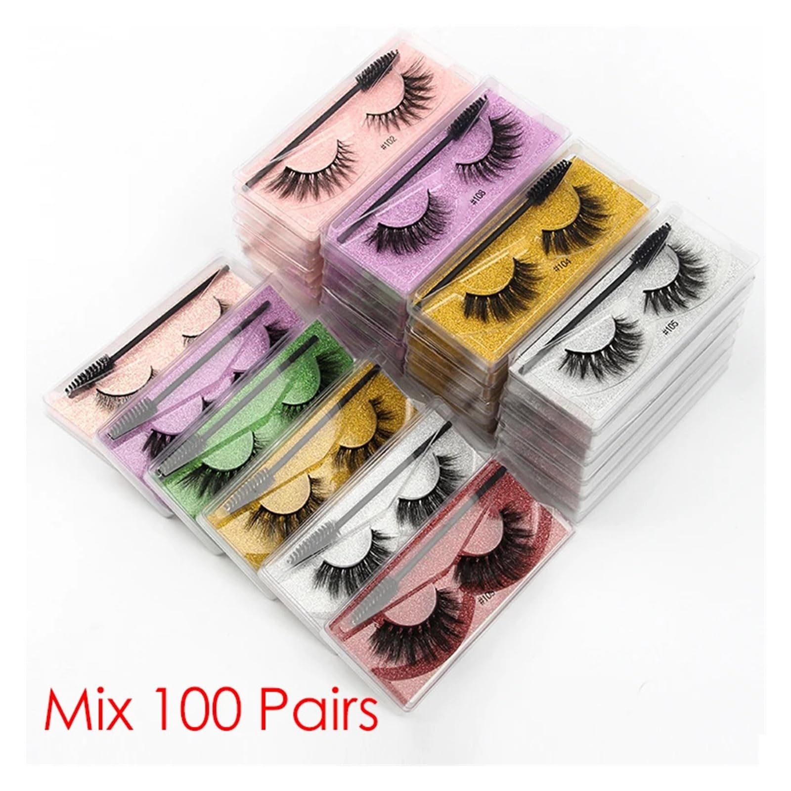 3D Lashes Naturalne rzęsy Dramatyczne sztuczne rzęsy Pędzel Faux Cils Makijaż Sztuczne przedłużanie rzęs maquiagem (Kolor: Mix 20 par, Rozmiar: Rzęsy 11-15 mm)