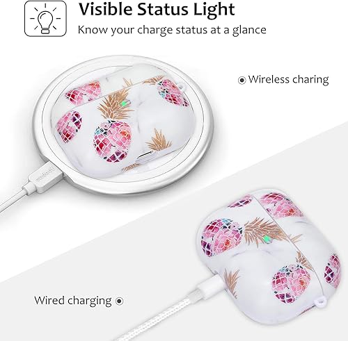 Miniatura 10 de KOREDA - Estuche duro protector 3 en 1 para Airpods Pro, diseño marmoleado, portátil, a prueba de golpes, para llevar los accesorios de los Airpods