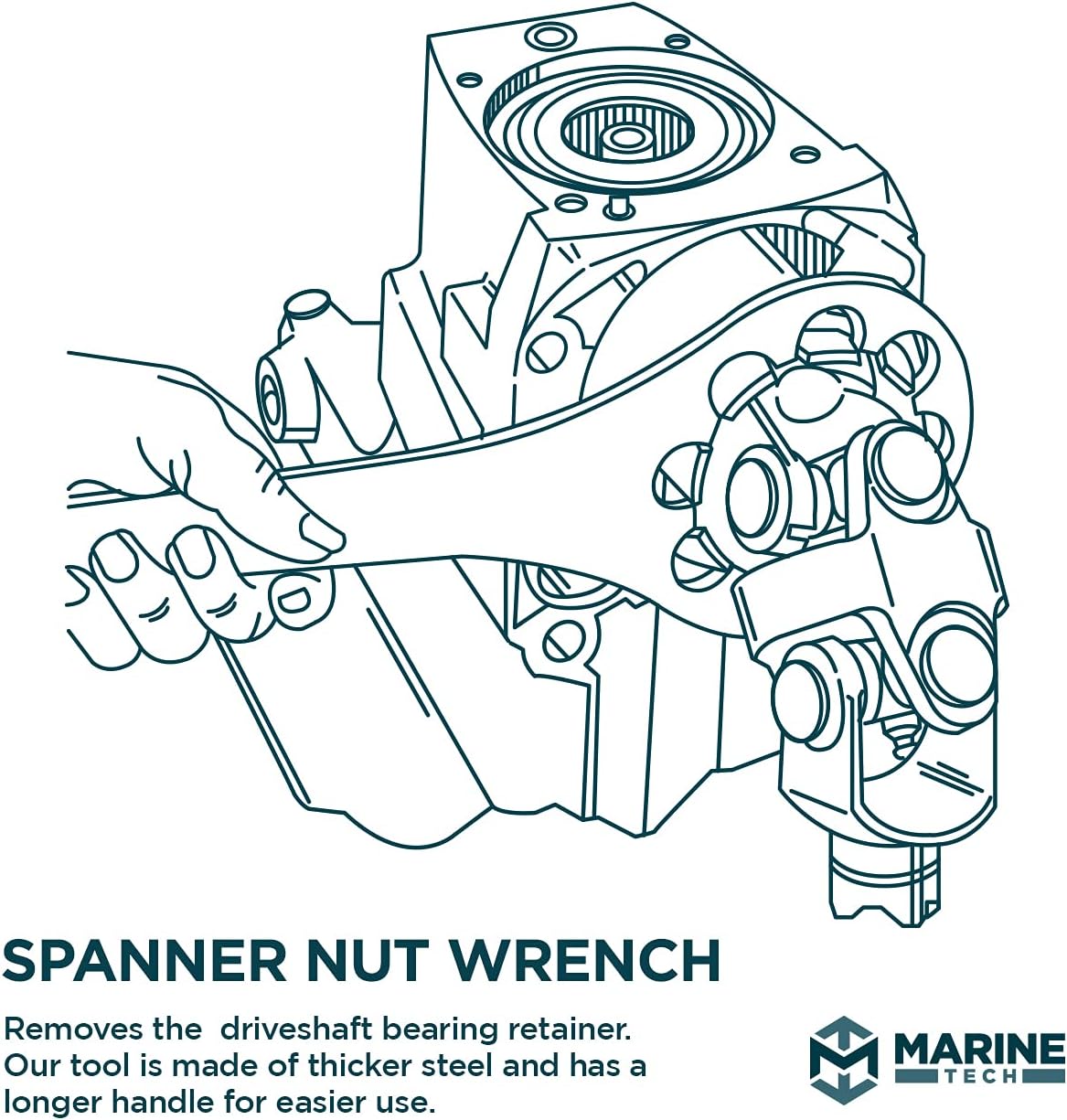 Marine Tech Tools Mercruiser Spanner Nut Wrench, Installs & Removes Drive Shaft Bearing Retainers, Fits on Alpha One, Gen II, Blackhawk & Bravo, Bearing Retainer Spanner Nut Wrench
