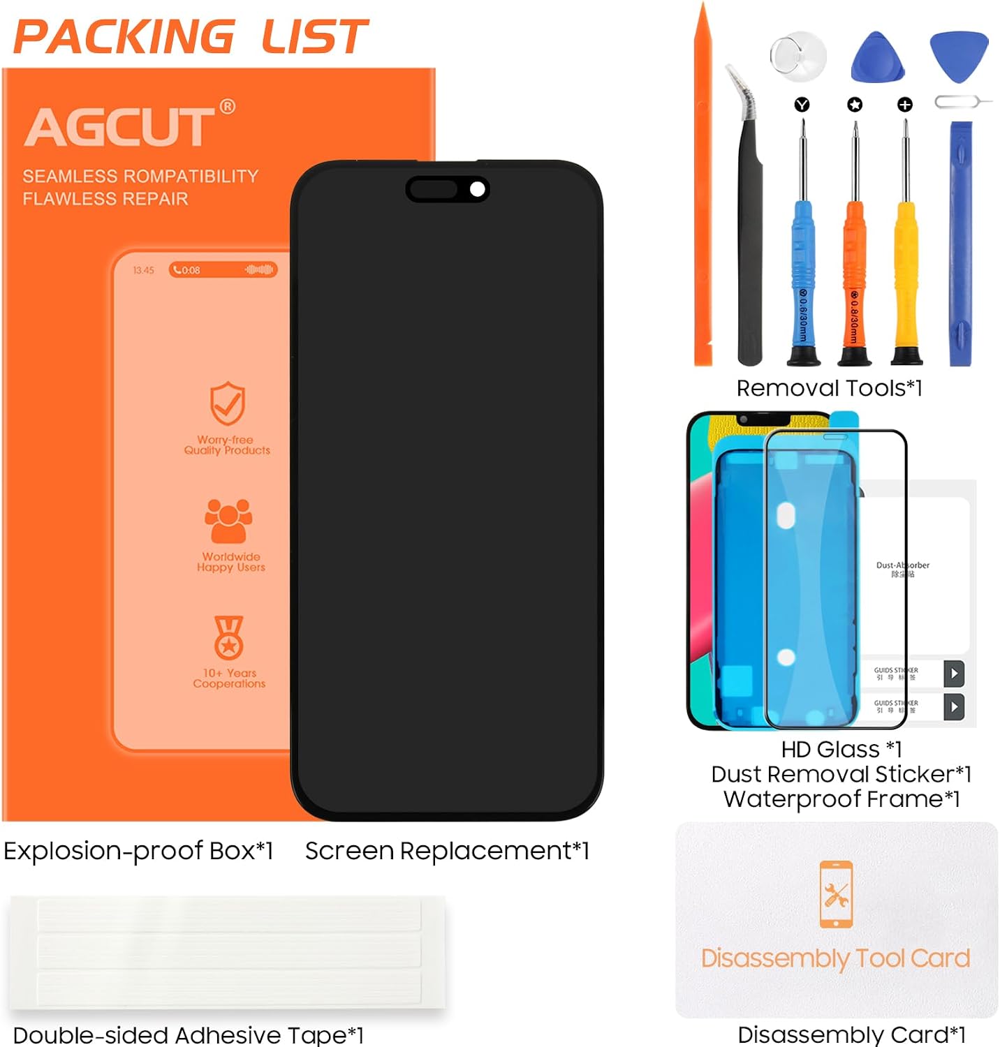 AGCUT INCELL for iPhone 14 Pro Max Screen Replacement for iPhone 14Pro Max LCD Display A2894 A2651 A2893 A2895 LCD Digitizer Touch Screen Assembly Repair Kits