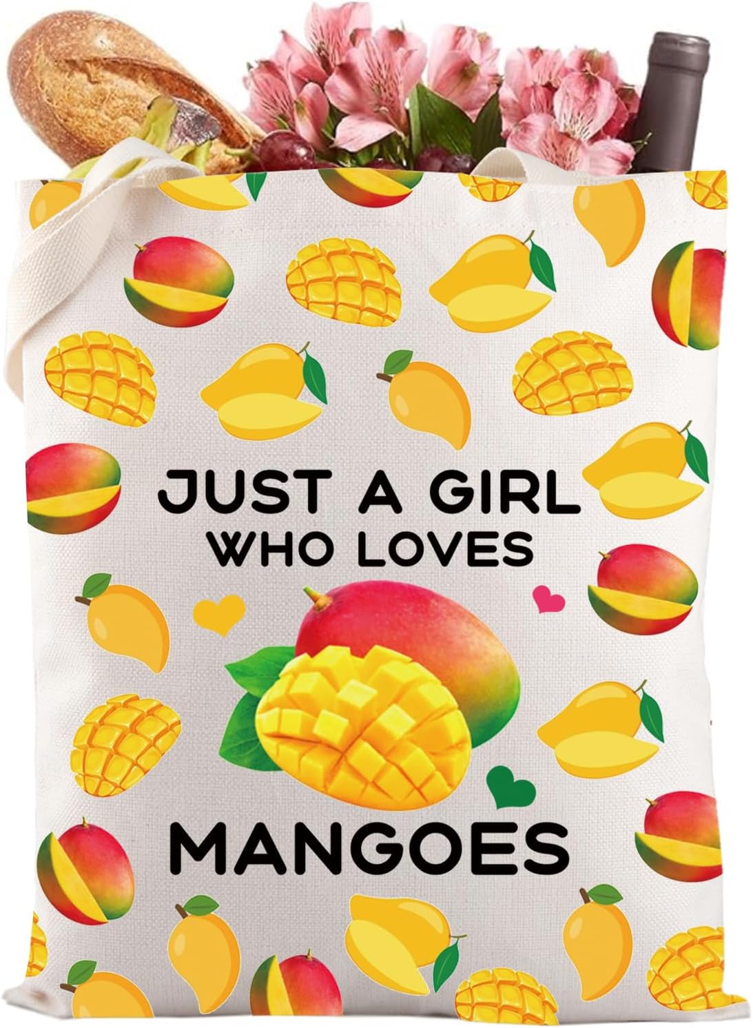 Gzrlyf Just a Girl Mango Makeup Bag - Funny Mango Lover Gift (Tote)