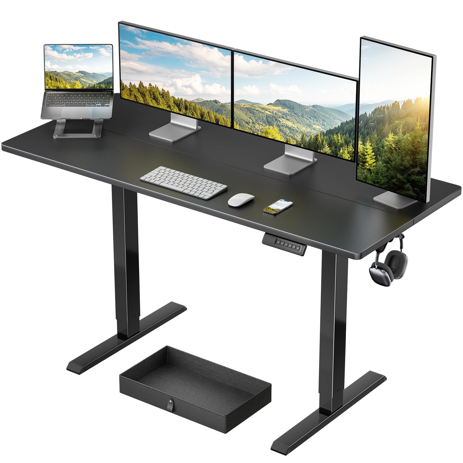 Photo 1 of Marsail 48x24 Electric Standing Desk - Adjustable Height Computer Desk with Memory Presets, Storage Bag & Cable Management for Home Office & Gaming Workstations