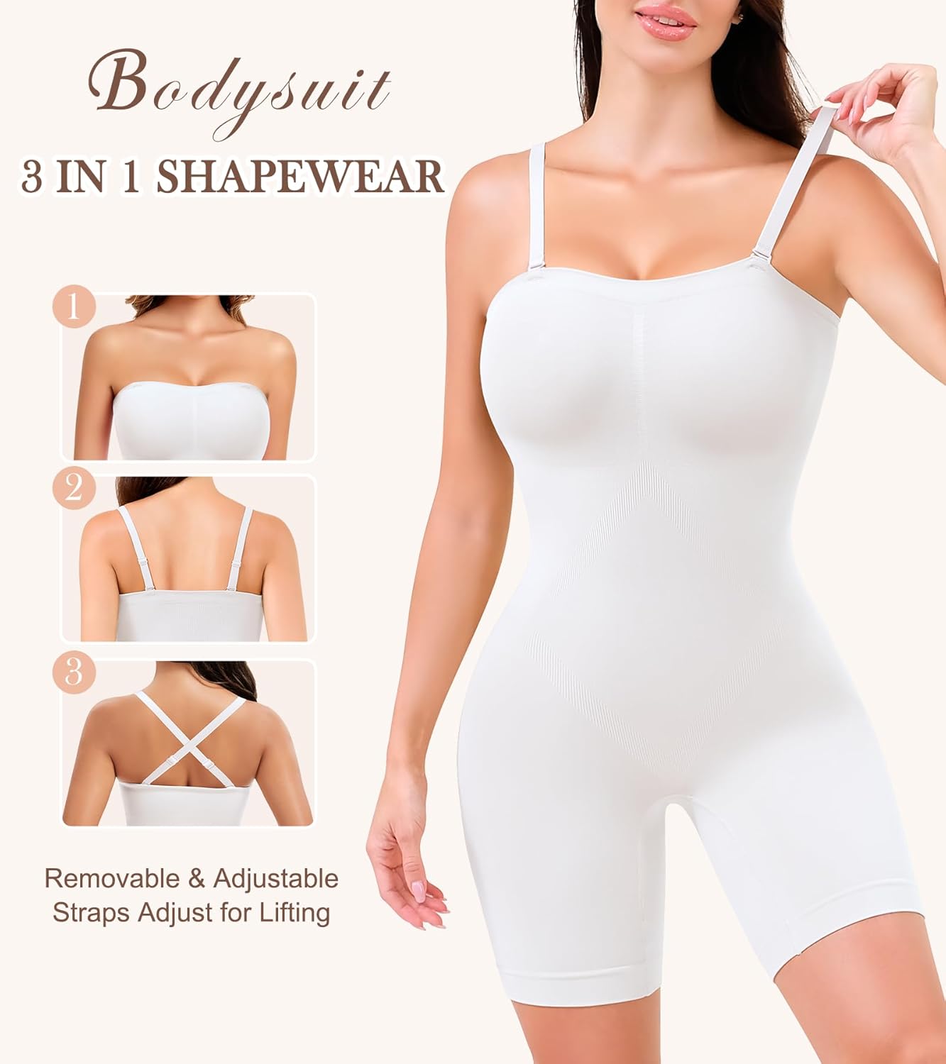 Strapless Shapewear for Women, Full Shape Wear Tummy Control Bodysuit, Seamless Slimming Body Shaper - Image 3