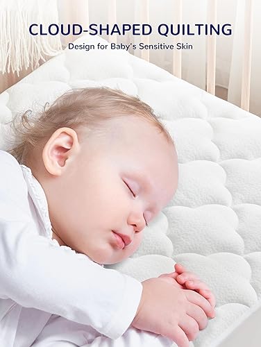 Miniatura 7 de SLEEP ZONE Protector de colchón impermeable para cuna  Funda de colchón de bebé acolchada y ajustada de 28 x 52 pulgadas  Almohadilla de colchón