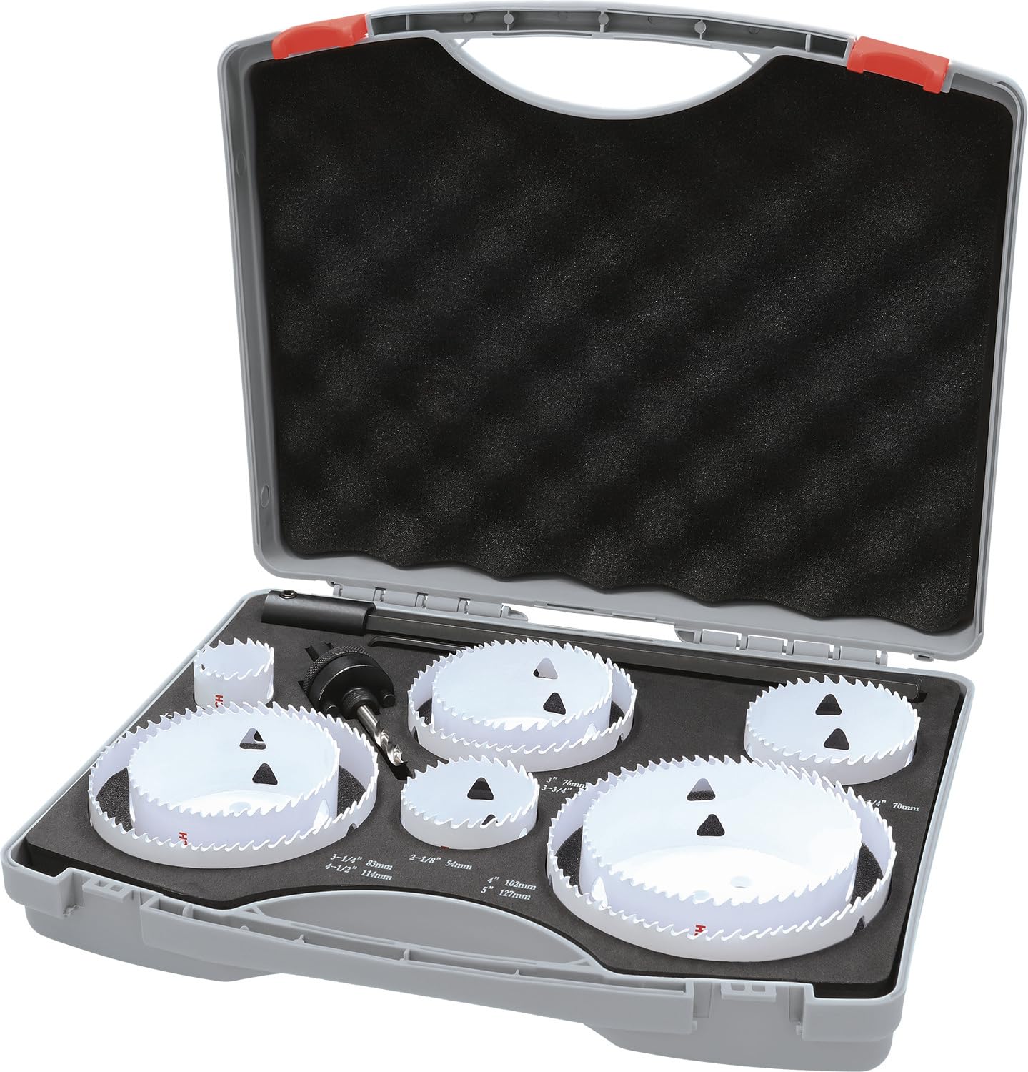 Bosch 12x Multi Material Threaded Hole Saw Set (for Steel, Drywall, Ø 35, 54, 70, 76, 83, 95, 102, 114, 127 mm, Professional Accessory Drill Driver)