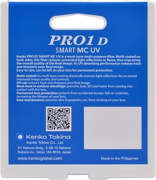 Kenko UV Protection Lens Filter PRO1D Smart MC UV Filter 82mm, for Protect Camera Lens, Multi-Coated, Lowprofile