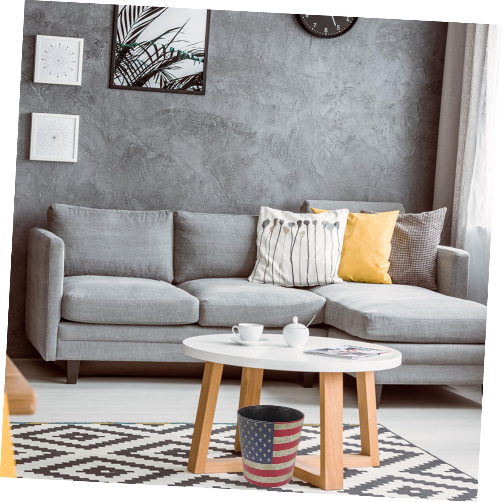 INOOMP Cestino per Rifiuti in Stile Retrò Secchio Carta Straccia in Pelle Pu Resistente, Contenitore Portaoggetti Multifunzione da Ufficio e Casa senza Coperchio, Design Spesso
