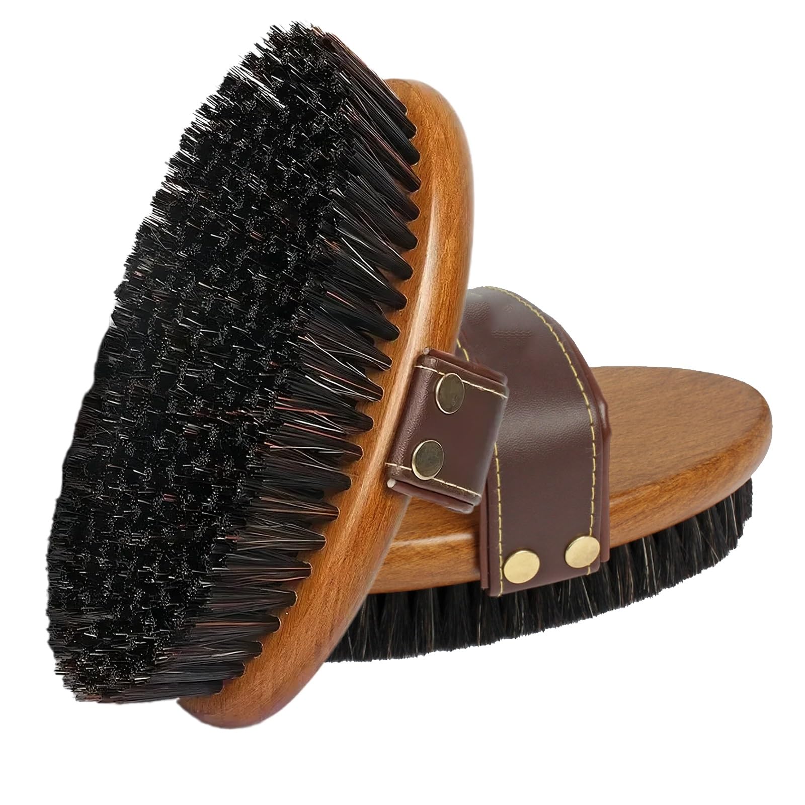 Cepillo corporal de cepillado en seco para drenaje linfático, cepillo exfoliante natural de crin de caballo para piel suave y uso en ducha