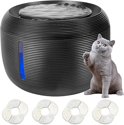 Fuente de agua para mascotas, fuente de agua para perrogato con gran capacidad de 2.5 L, dispensador de agua para mascotas, color negro