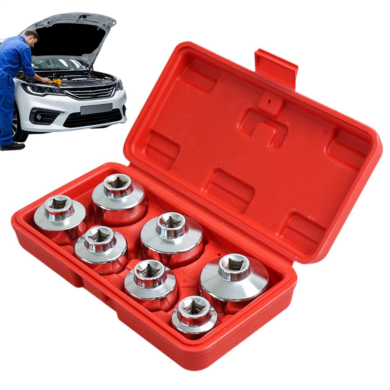 Ölfilterschlüsselsatz 3/8 Antrieb Universal Heavy Duty rutschfest | Metrisches Ölfilterschlüssel-Set für Auto, LKW, Wohnmobil, SUV, Motorrad, Zuhause, Garage, Werkstatt, Reparatur