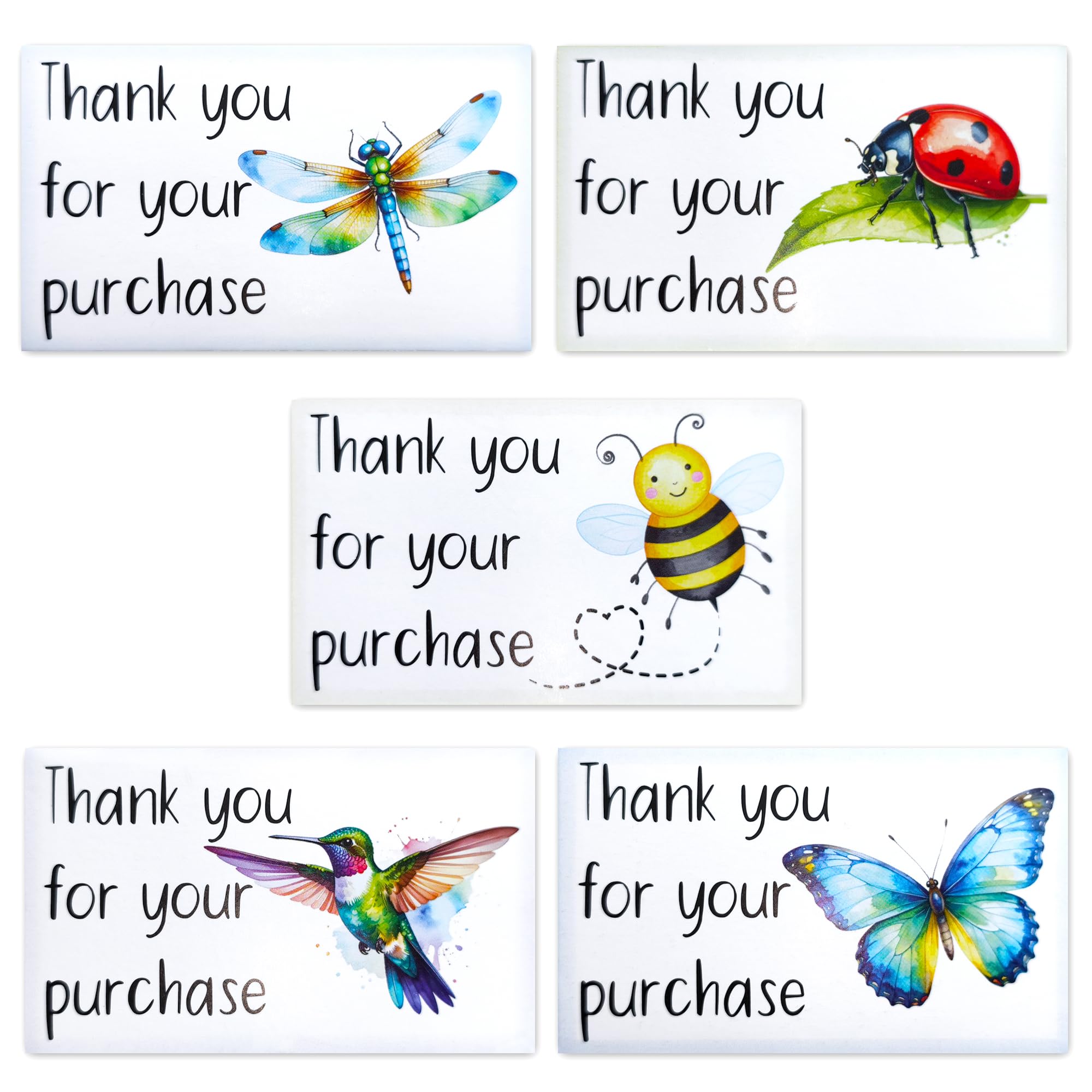 Thank You For Your Order Cards – Mixed Design Thank You Cards, Small Business Thank You Inserts, 300 GSM Card, 5 Styles, 200 Pack