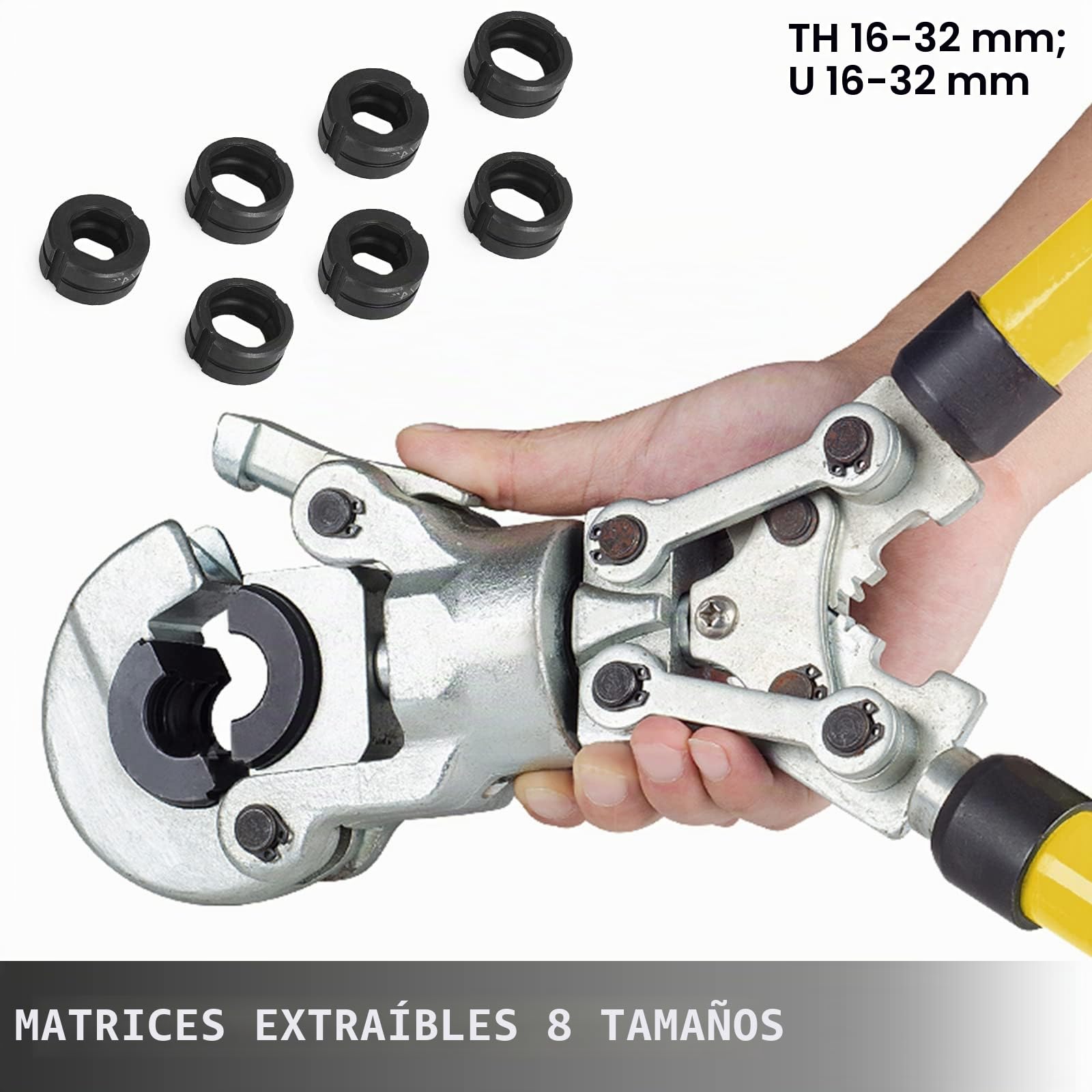 VEVOR Alicates para Prensar Tuberías 16-32 mm, Multicapa U16, U20, U25, U32, TH16, TH20, TH26, TH32 mm, Cabezal 360° Giratoria, 6T para Conexión de Tuberías de Cobre, de Plástico o de Aluminio