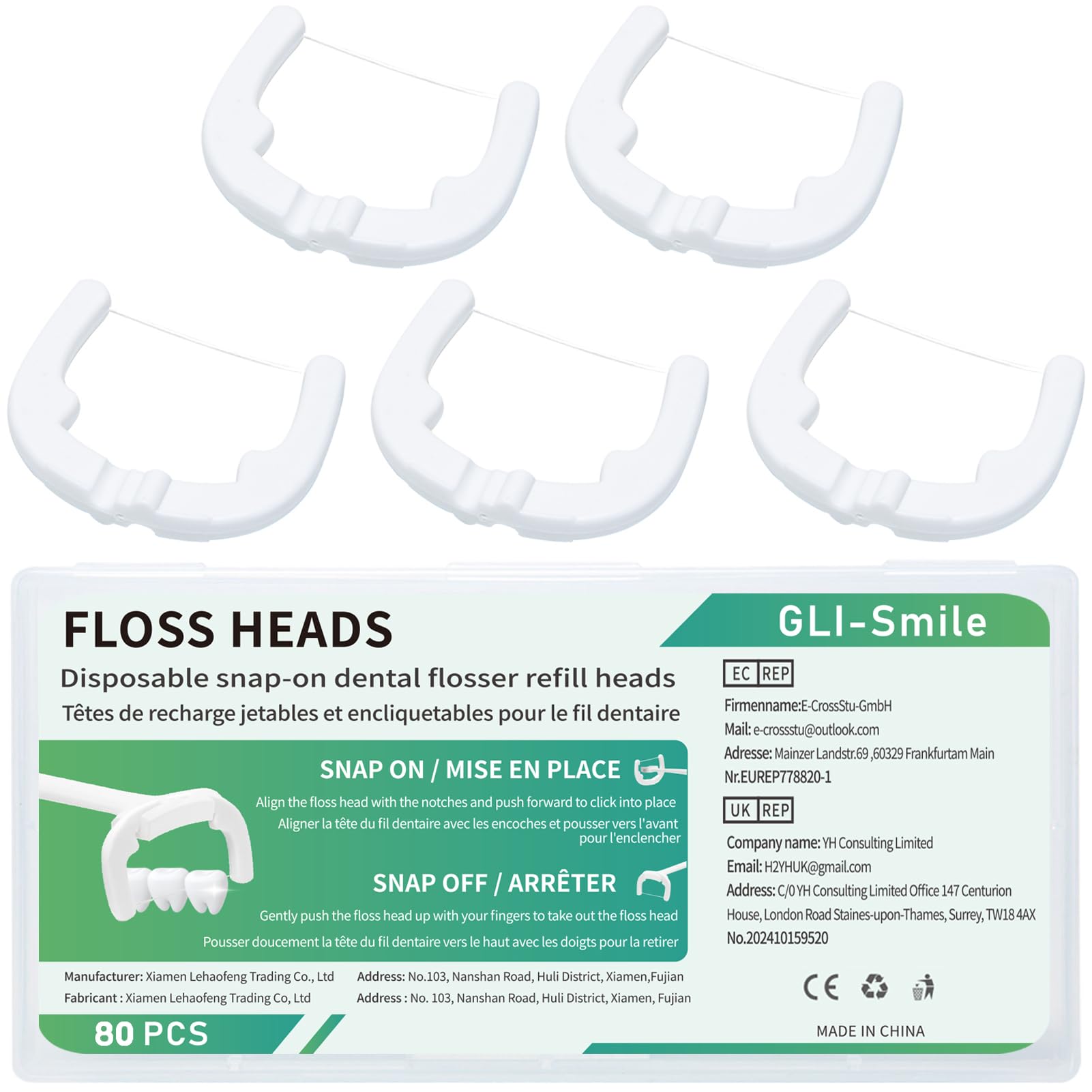 Ultraclean Access Flosser Refill Head, Effective Plaque Removal, Proper Oral Care and Hygiene, Durable Flosser Refill Head, PFAS Free, Mint Flavor, 80 Count