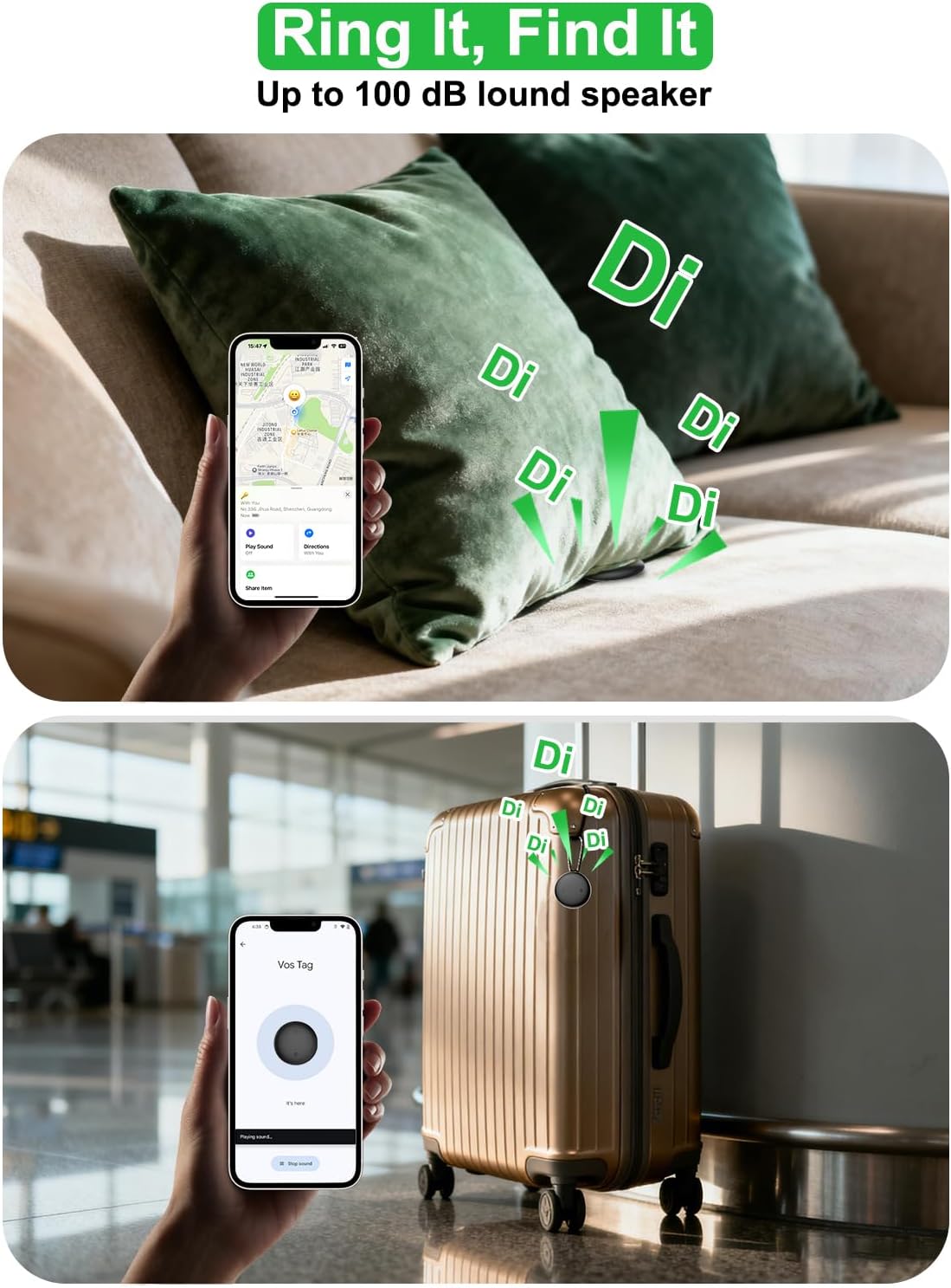 2-in-1 Air Tracker Tag for iOS & Android - Mini GPS Tracker Item Finders